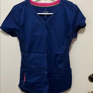 Beyond Scrub Top in Navy and Pink XS
